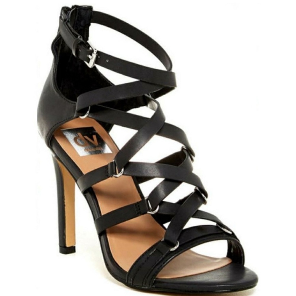 Dolce Vita Black Leather Strappy High Heeled Gladiator Sandals Size 8.5